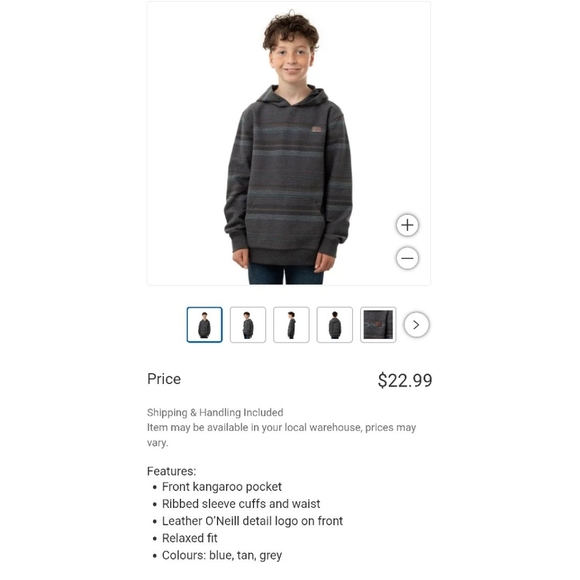 O'Neill Gray and Blue Striped Kids Hoodie - Picture 6 of 6